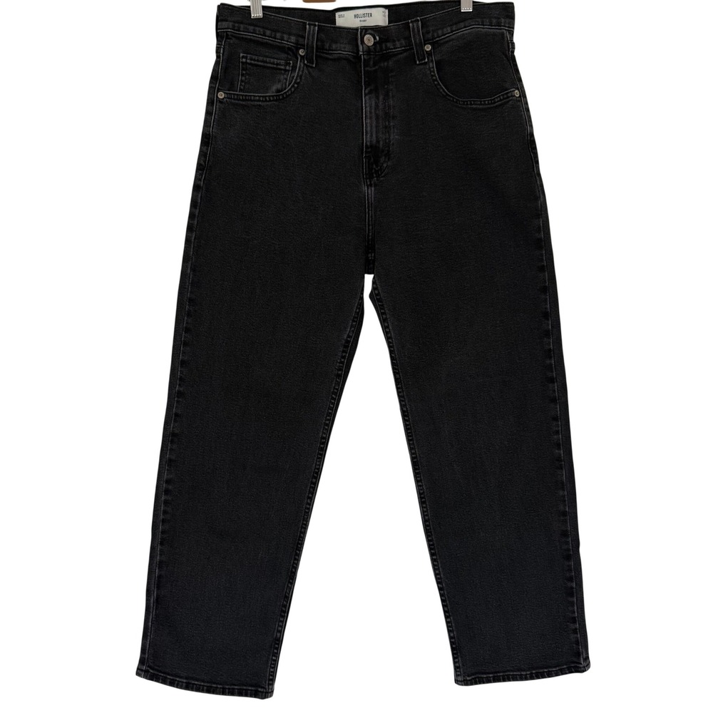 Hollister Baggy Jeans Mens 32x29 Washed Black Relaxed Fit Denim Y2K Streetwear - Picture 1 of 14